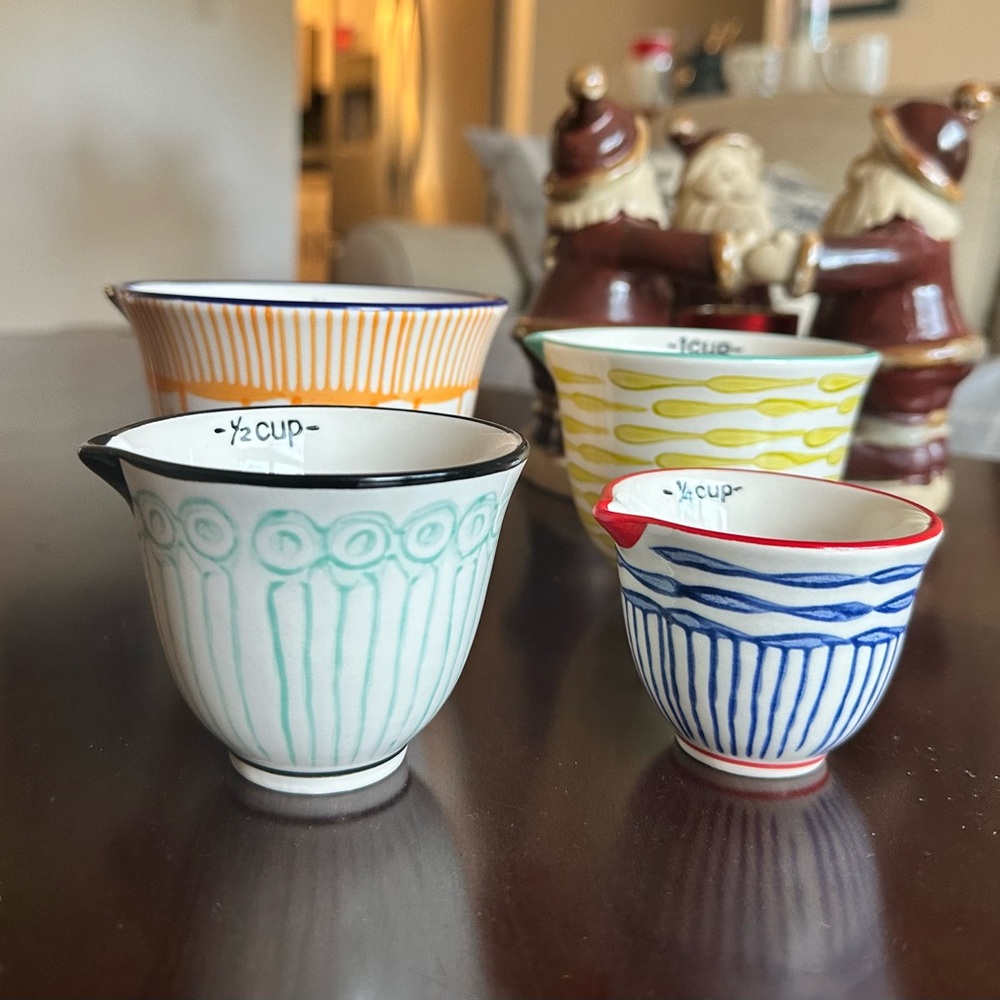 Colorful Nesting Set of Hand Painted Measuring Cups